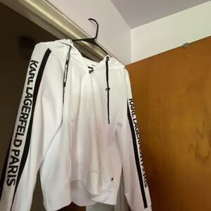 Karl Lagerfeld used black and white zip up hoodie